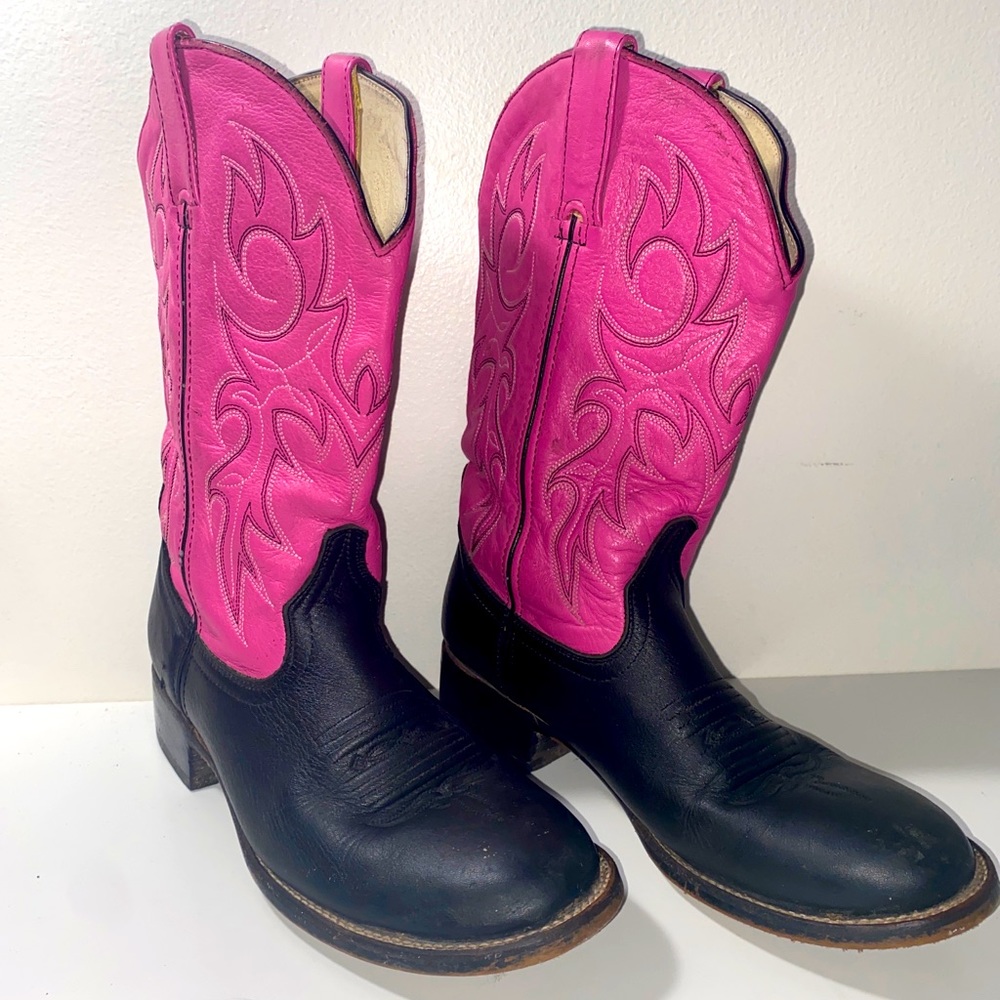DURANGO Lady Rebel Pink Black Cowboy Boots Womens Size 8.5 M